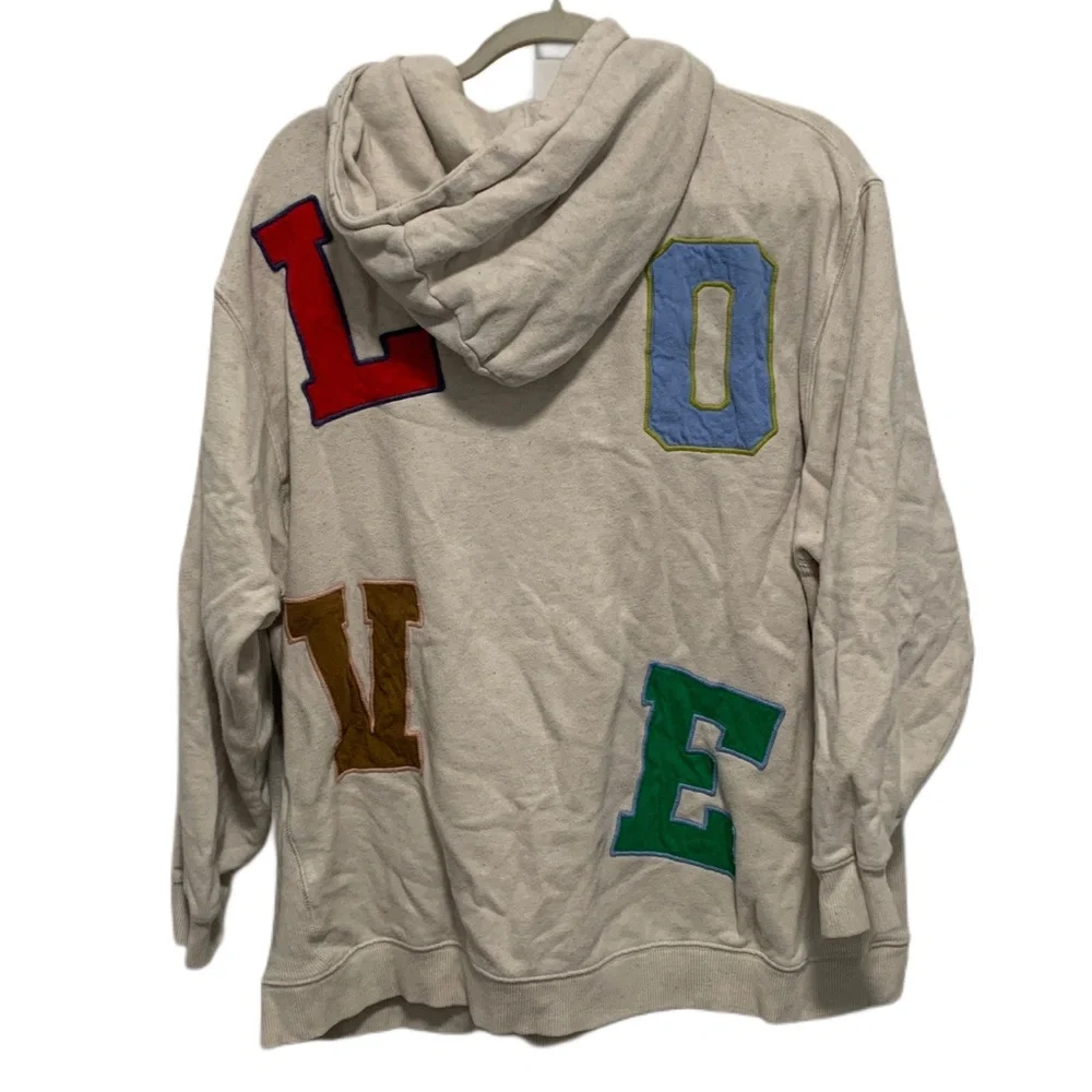Aerie Love Embroidery Beige Hoodie - Picture 1 of 8